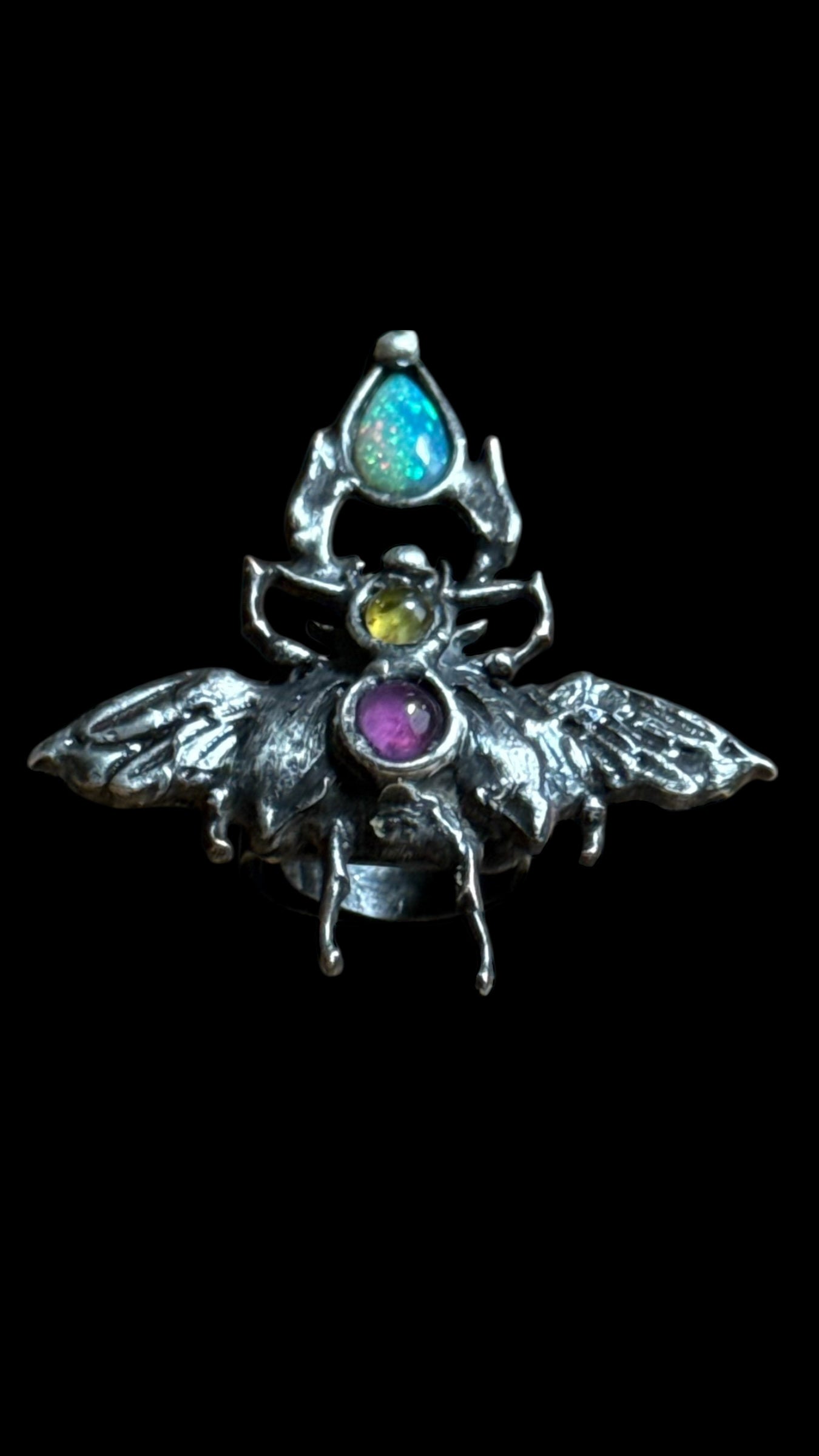 Khepera | Ethiopian Opal, Peridot, and Amethyst Ring