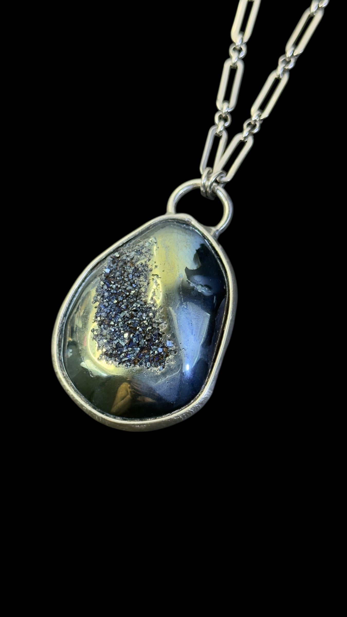 Beini | Blue Titanium Druzy Agate Necklace