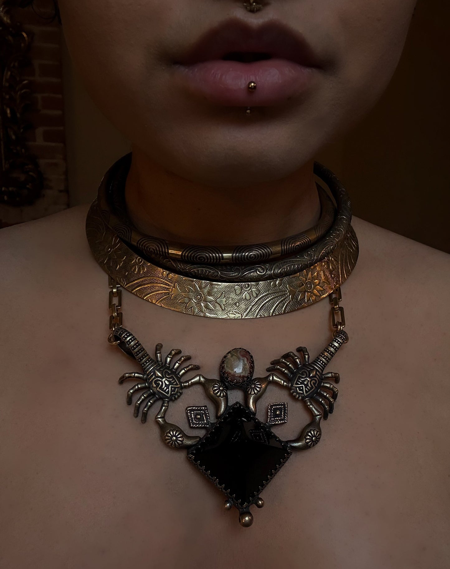 AWEN REMAINS | Mexican Fire Opal and Obsidian Necklace