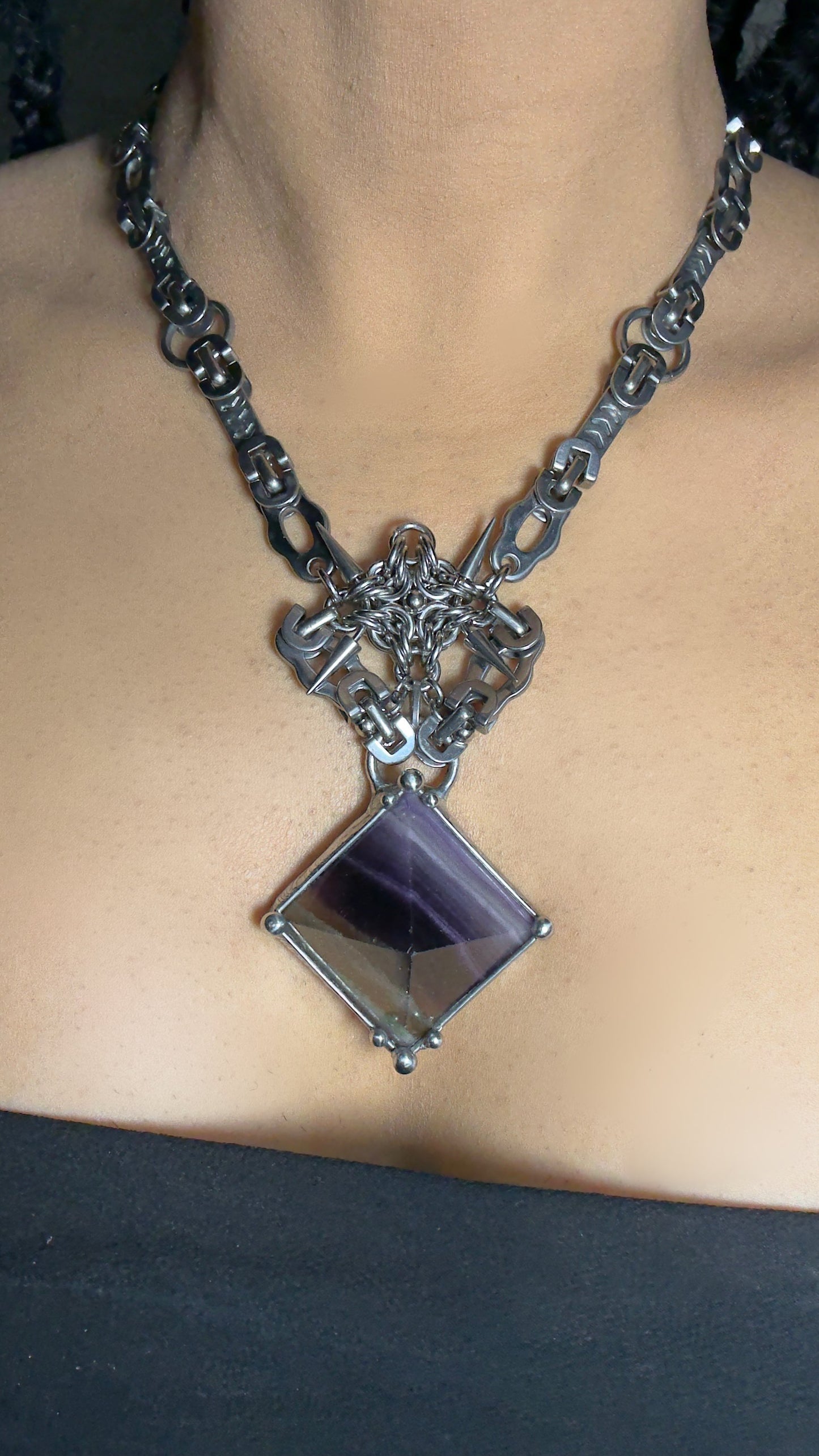 Reema | Fluorite Chainmail Necklace