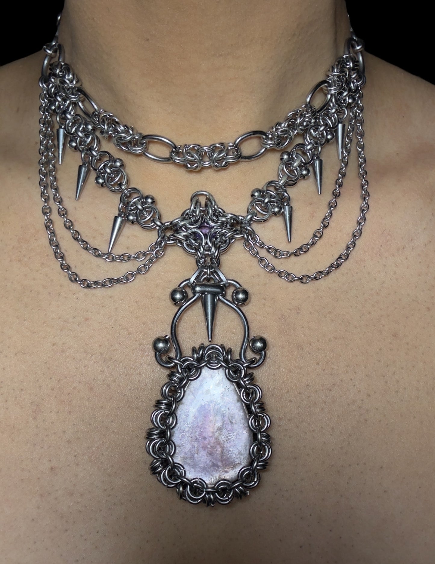Lakshmi | Lepidolite & Amethyst Necklace