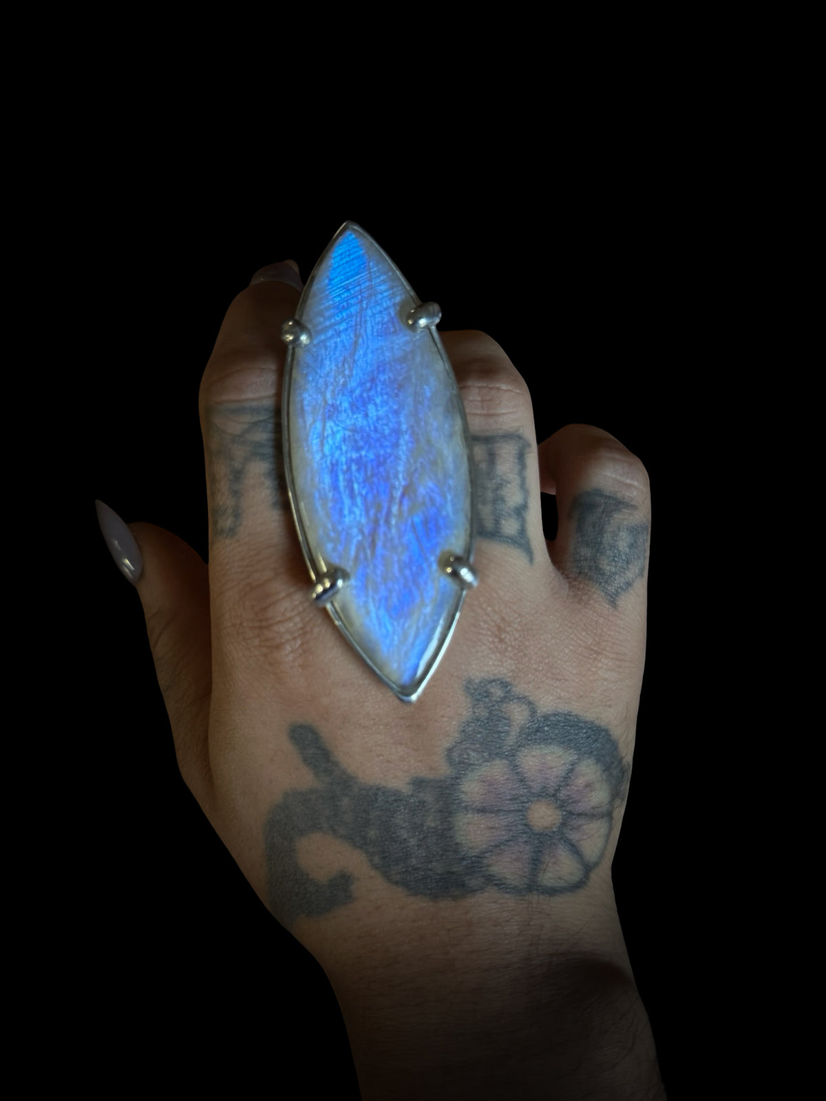 PHASMA | Rainbow Moonstone Adjustable Ring