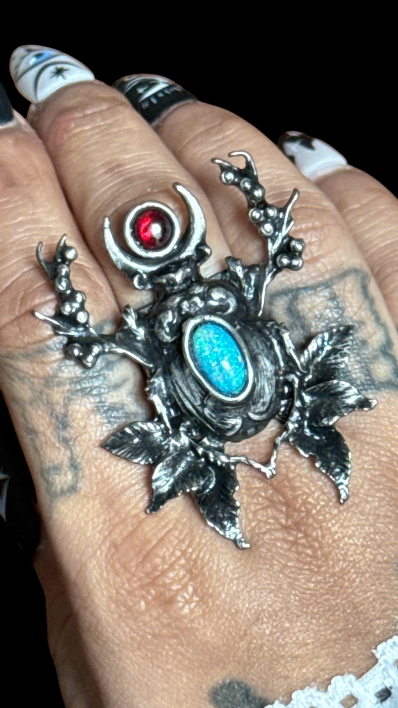 Esmeray | Ethiopian Opal and Garnet Ring