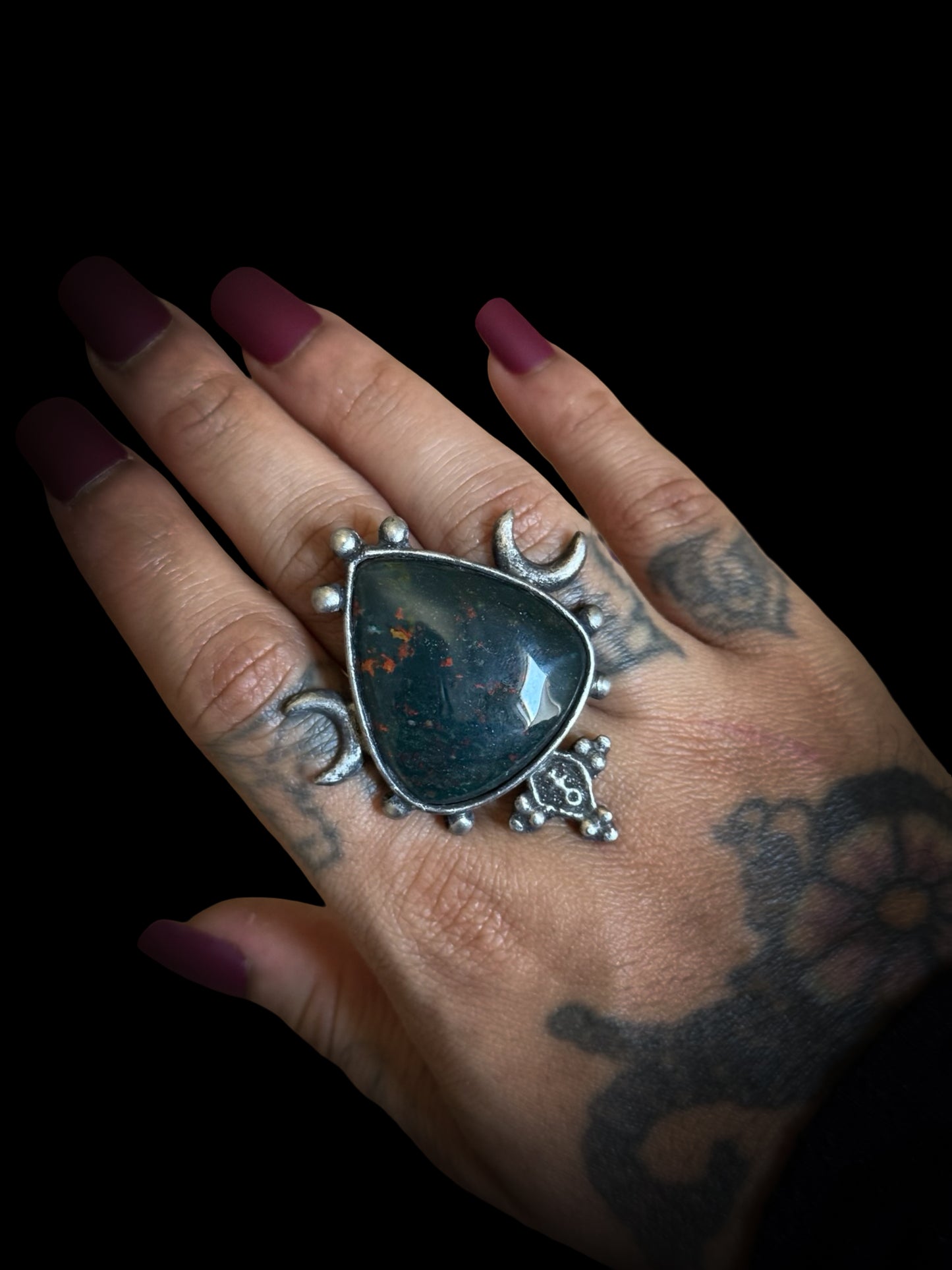 HELIOTROPE | Bloodstone Adjustable Ring