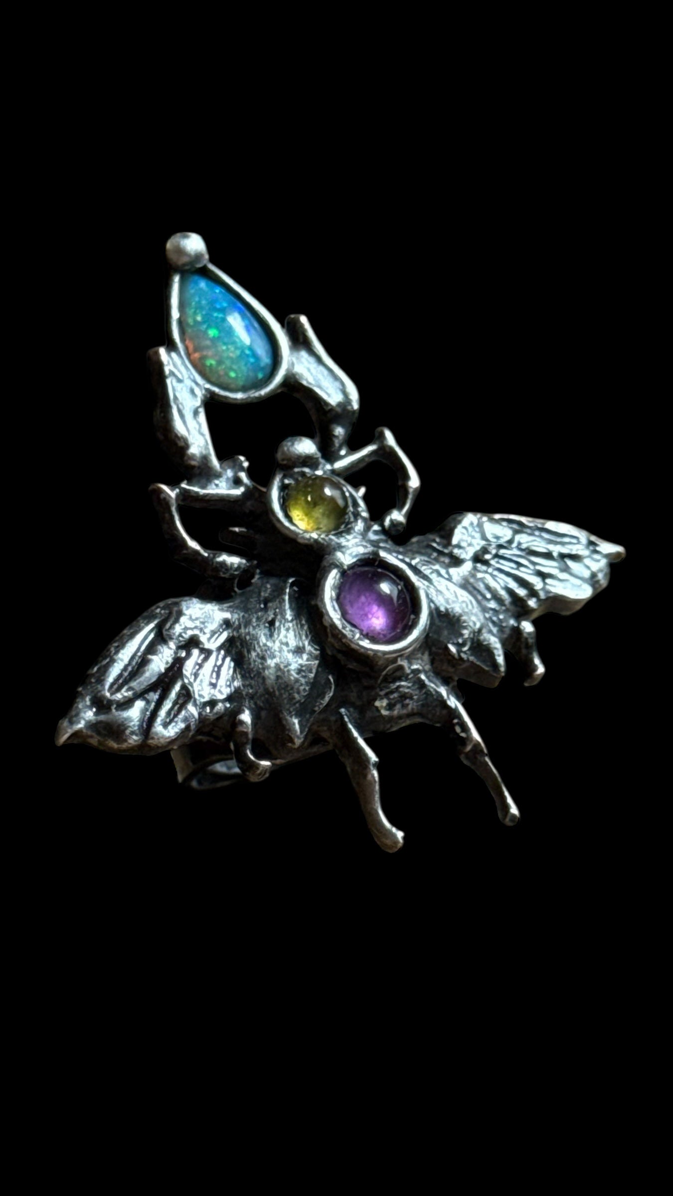 Khepera | Ethiopian Opal, Peridot, and Amethyst Ring