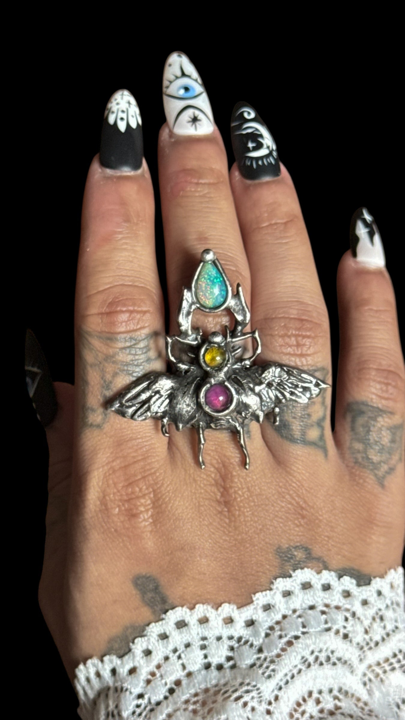 Khepera | Ethiopian Opal, Peridot, and Amethyst Ring