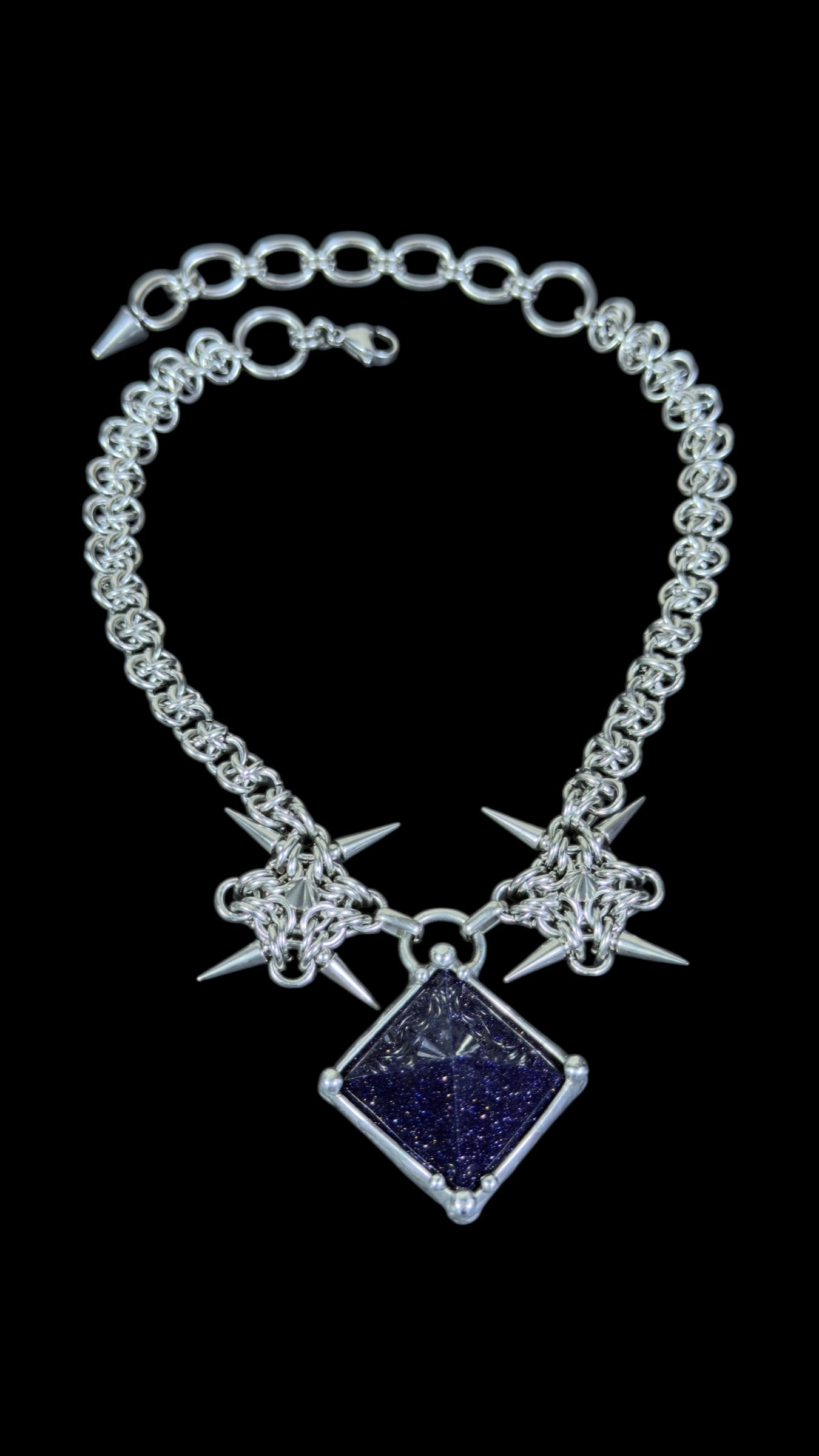 Afina | Blue Sandstone Chainmaille Necklace