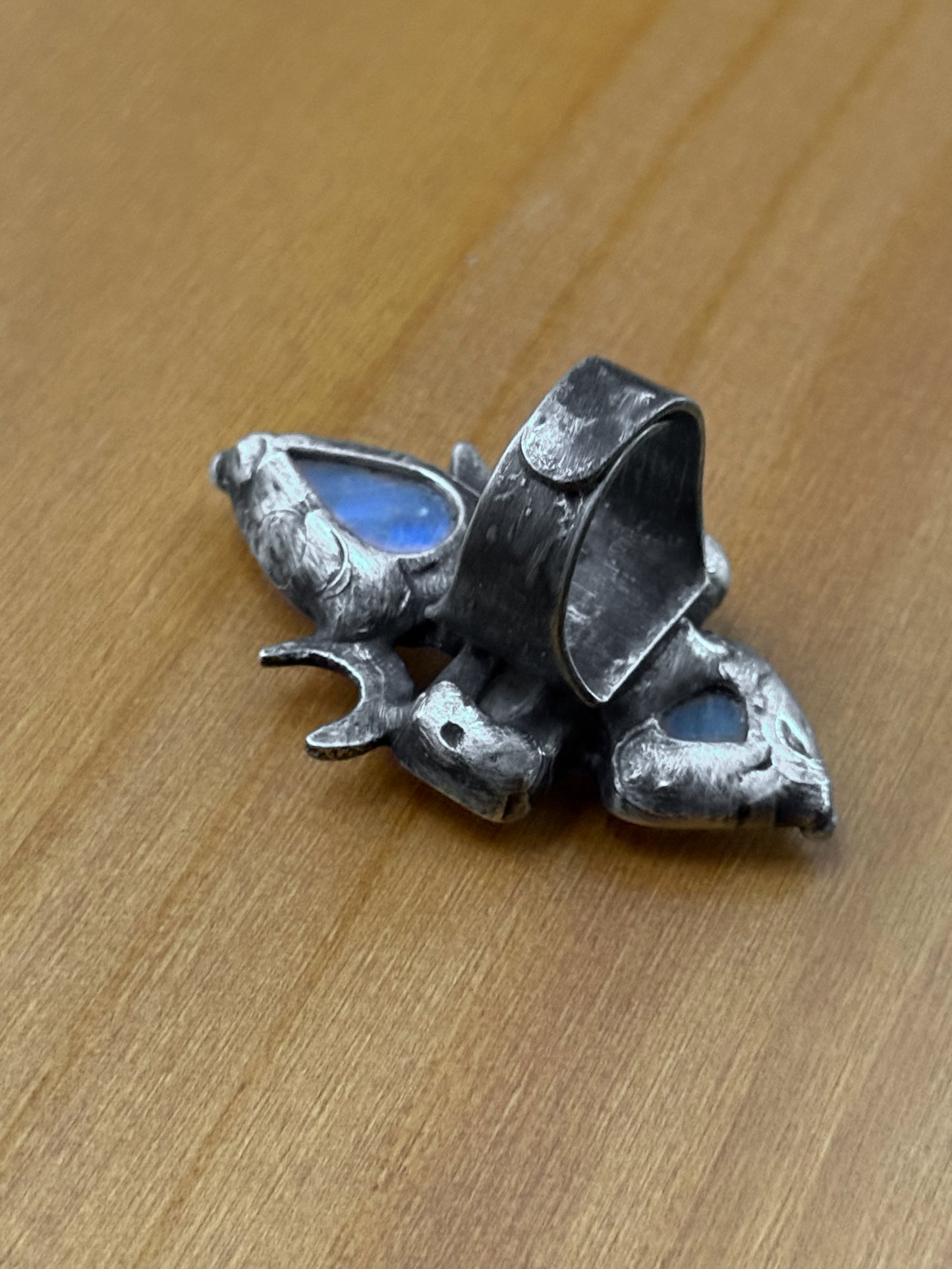 THE MOON SEAL | Adjustable Rainbow Moonstone Ring