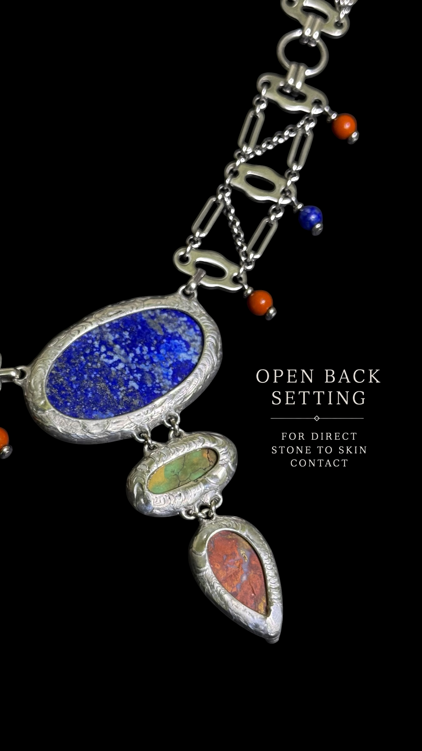 SAMYTA | Lapis Lazuli, Tibetan Turquoise, Seam Agate, Red Jasper Necklace