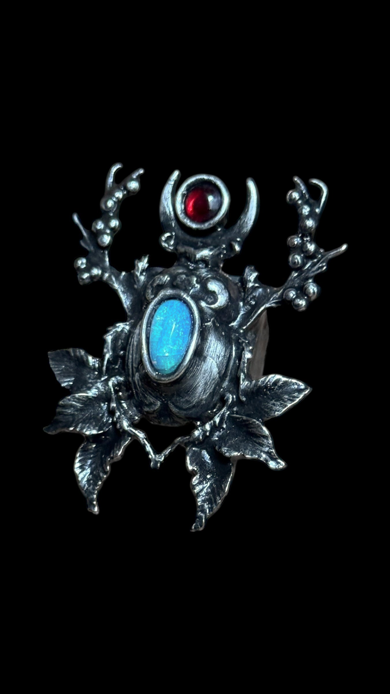 Esmeray | Ethiopian Opal and Garnet Ring