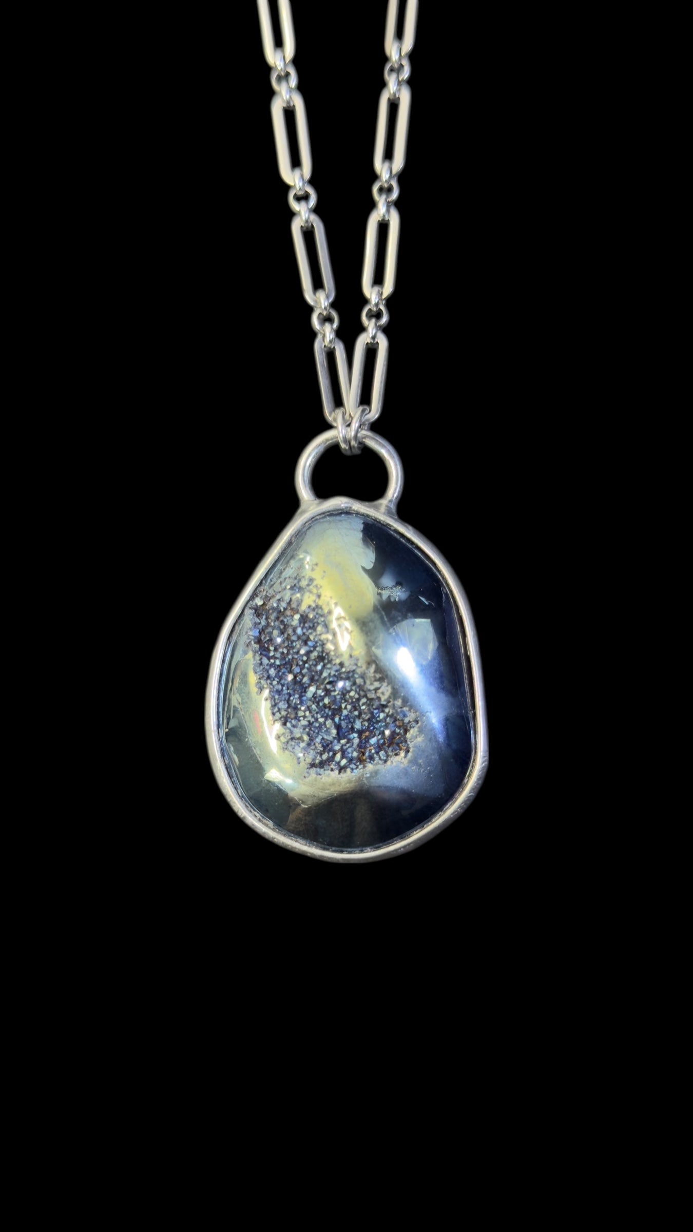 Beini | Blue Titanium Druzy Agate Necklace