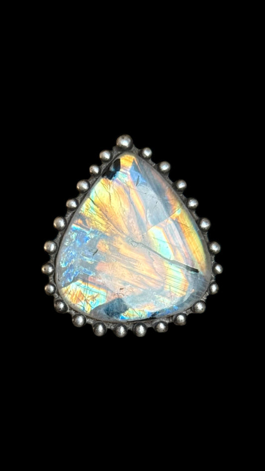 Keahi  | Adjustable Rainbow Moonstone Ring