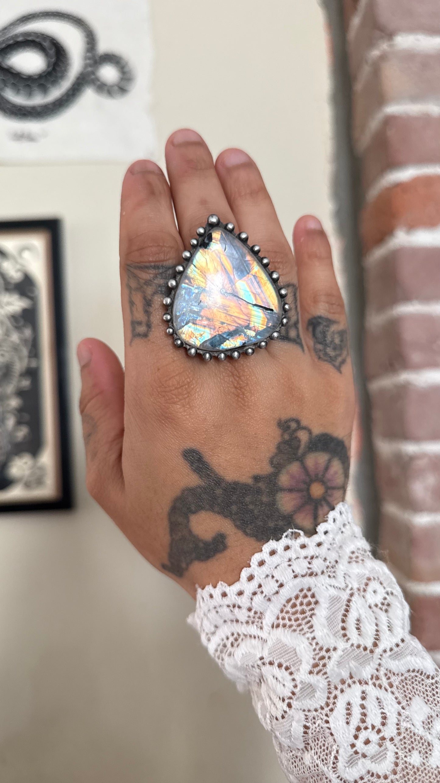 Keahi  | Adjustable Rainbow Moonstone Ring