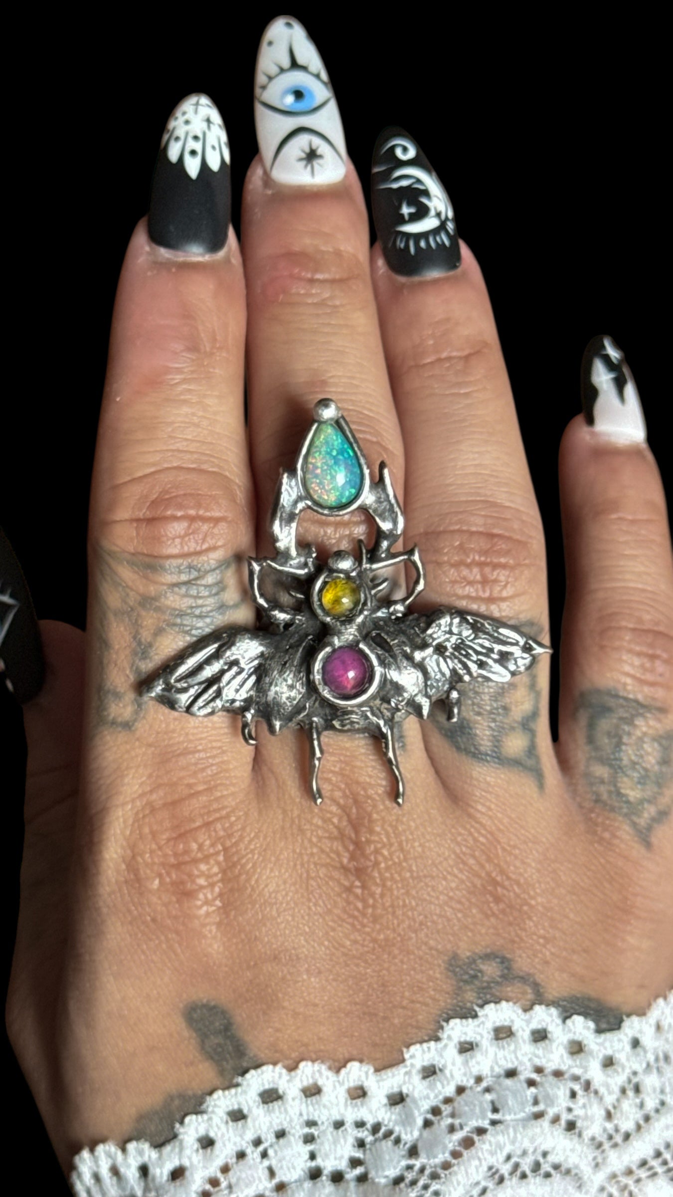 Khepera | Ethiopian Opal, Peridot, and Amethyst Ring