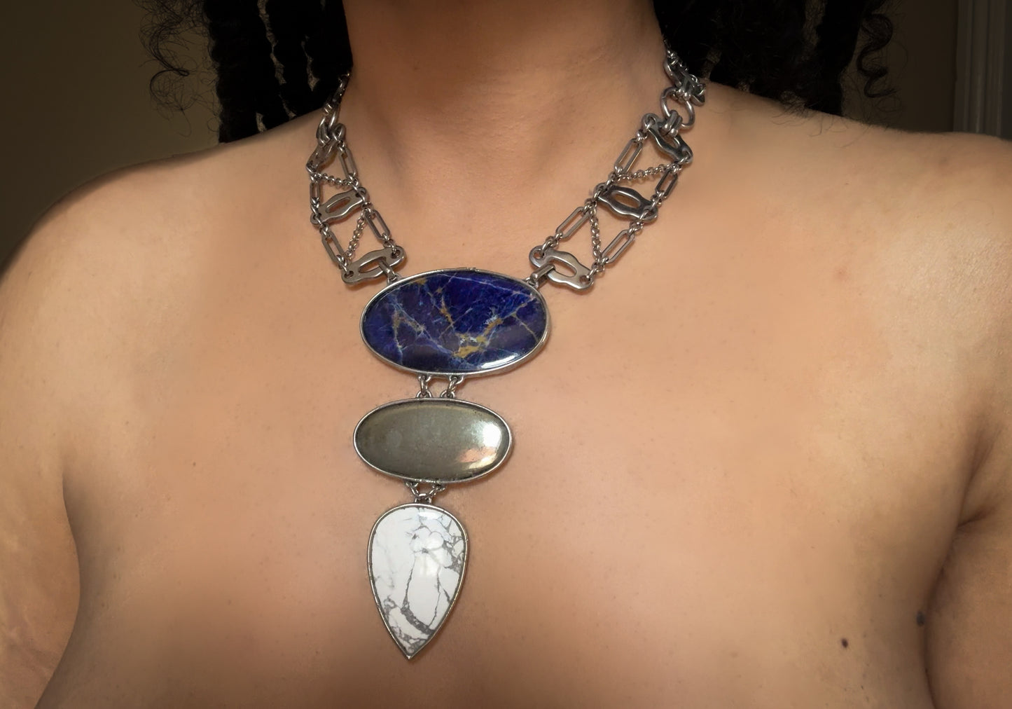 ENODIA | Sodalite, Pyrite, and Howlite Necklace