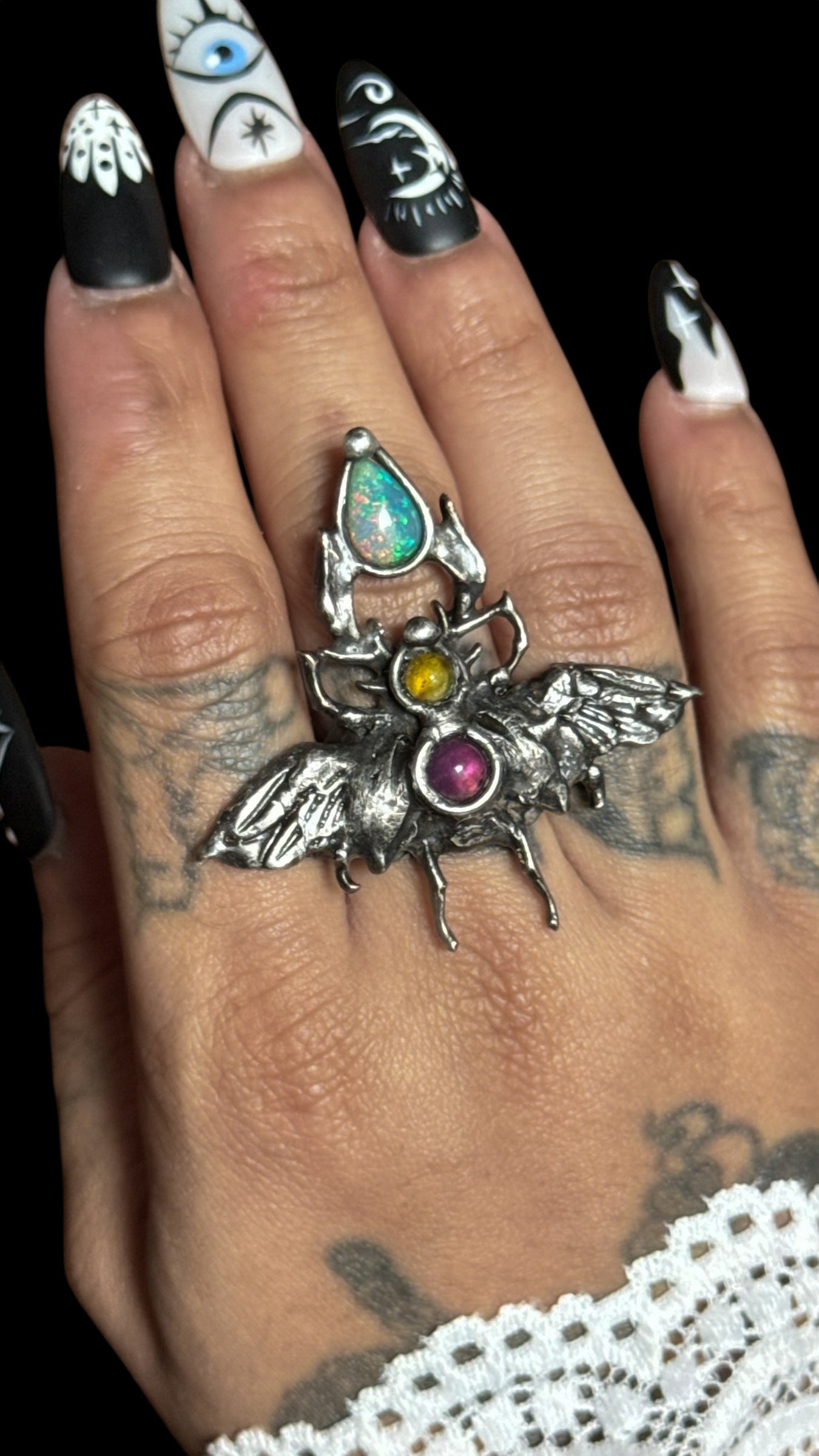 Khepera | Ethiopian Opal, Peridot, and Amethyst Ring