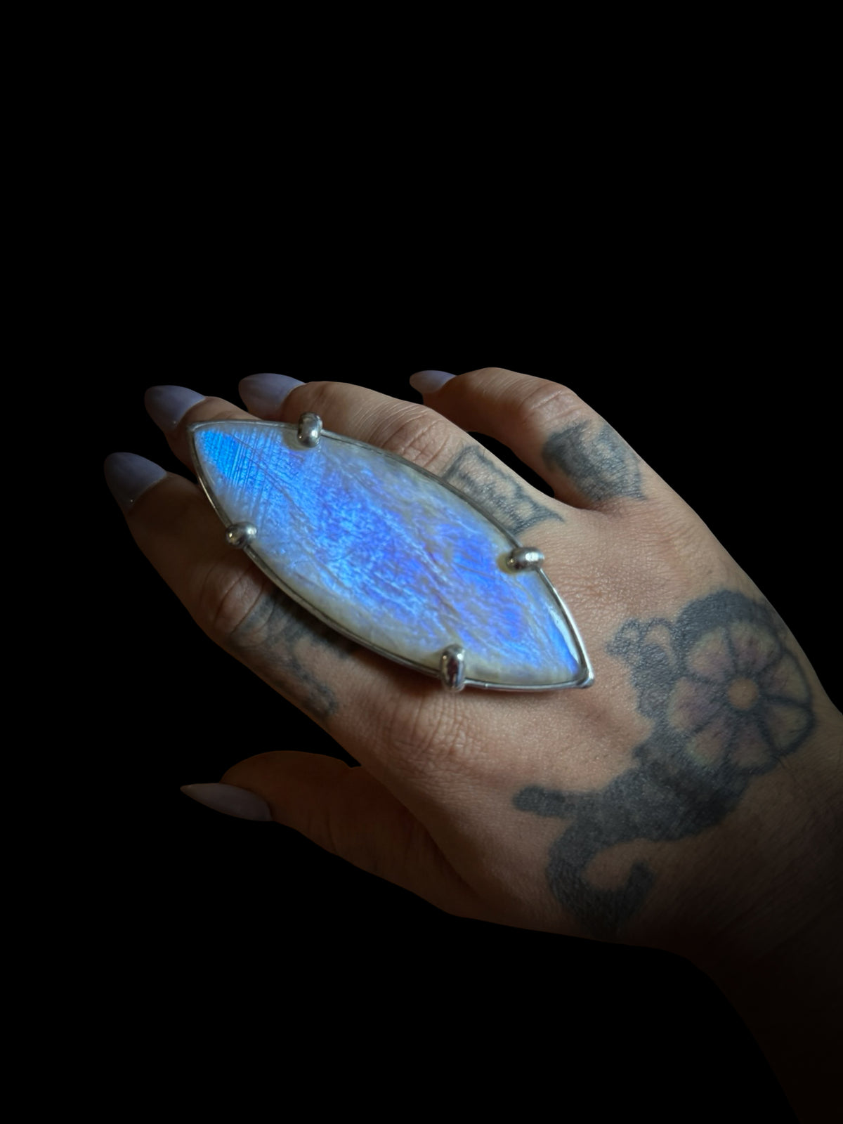 PHASMA | Rainbow Moonstone Adjustable Ring