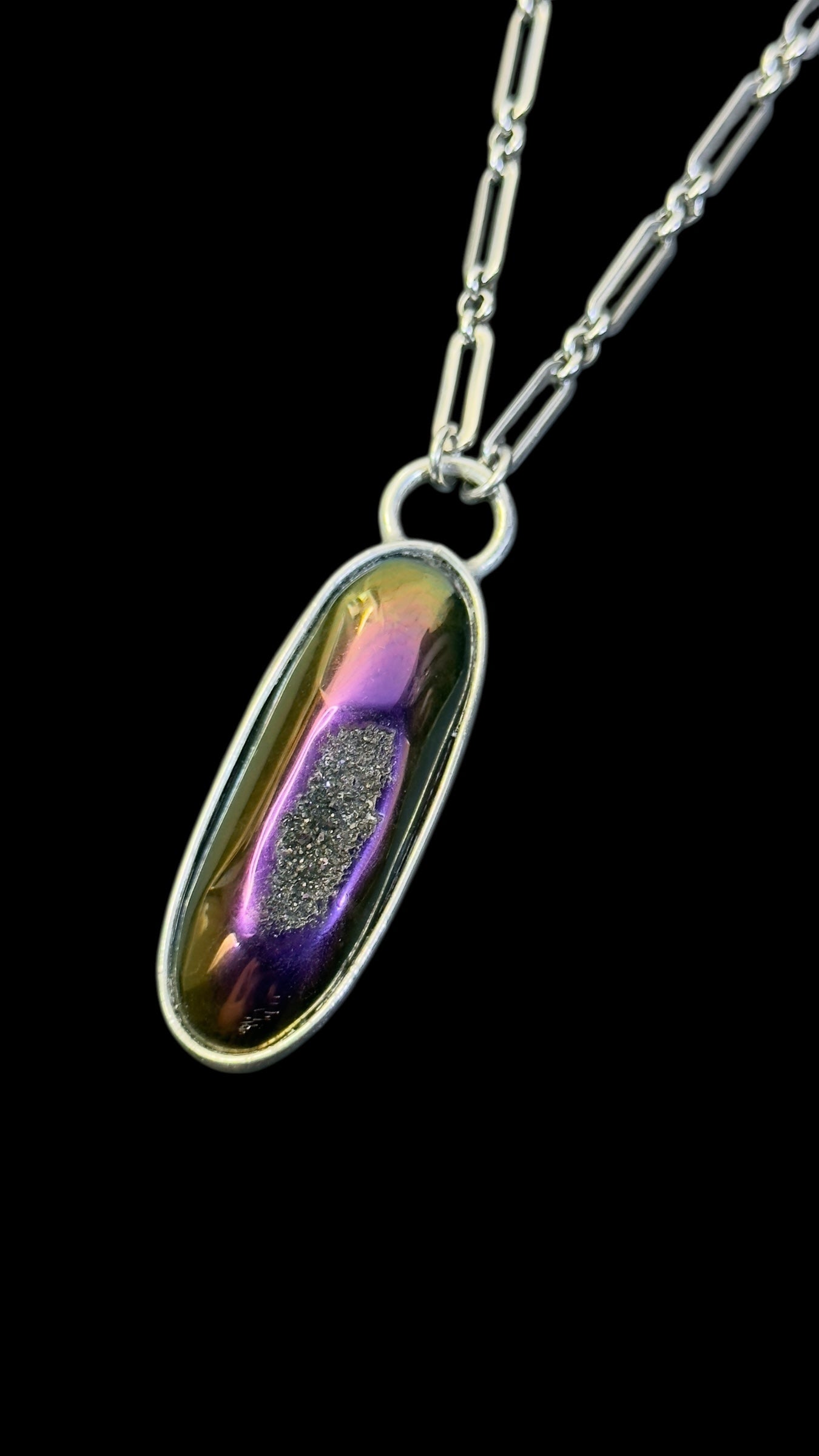 Umata | Rainbow Titanium Druzy Agate Necklace