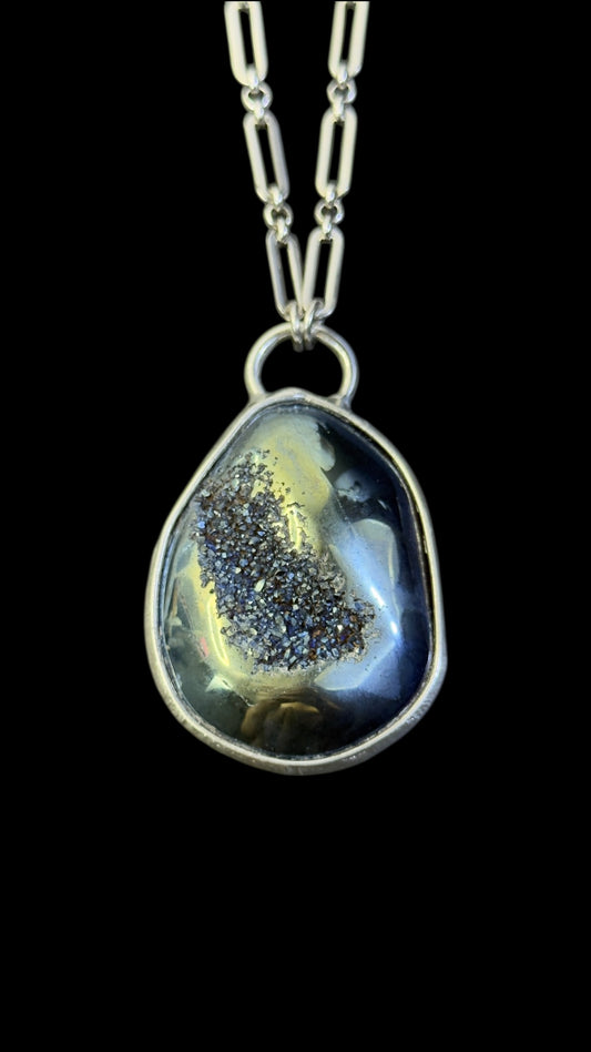 Beini | Blue Titanium Druzy Agate Necklace