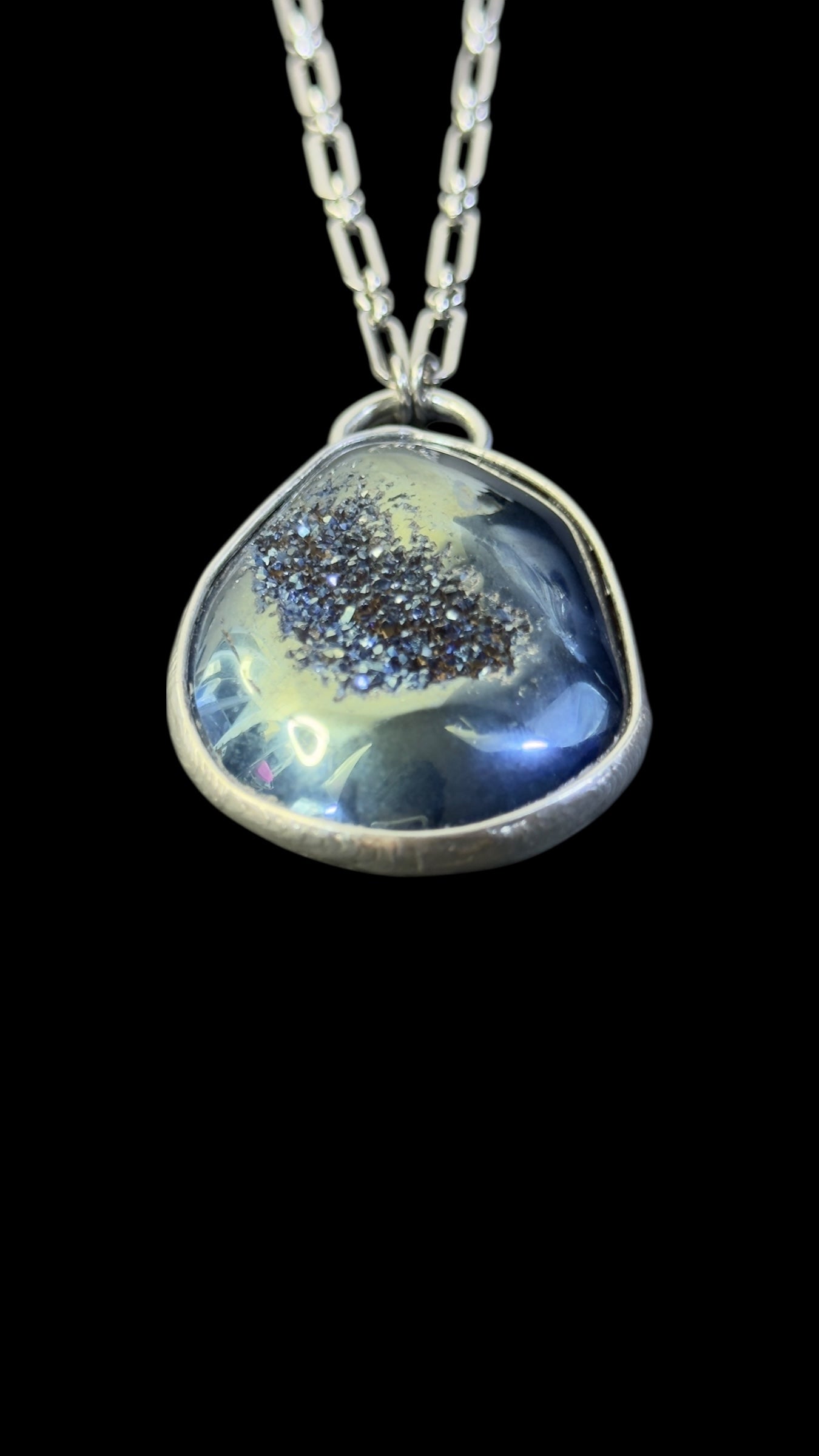 Beini | Blue Titanium Druzy Agate Necklace
