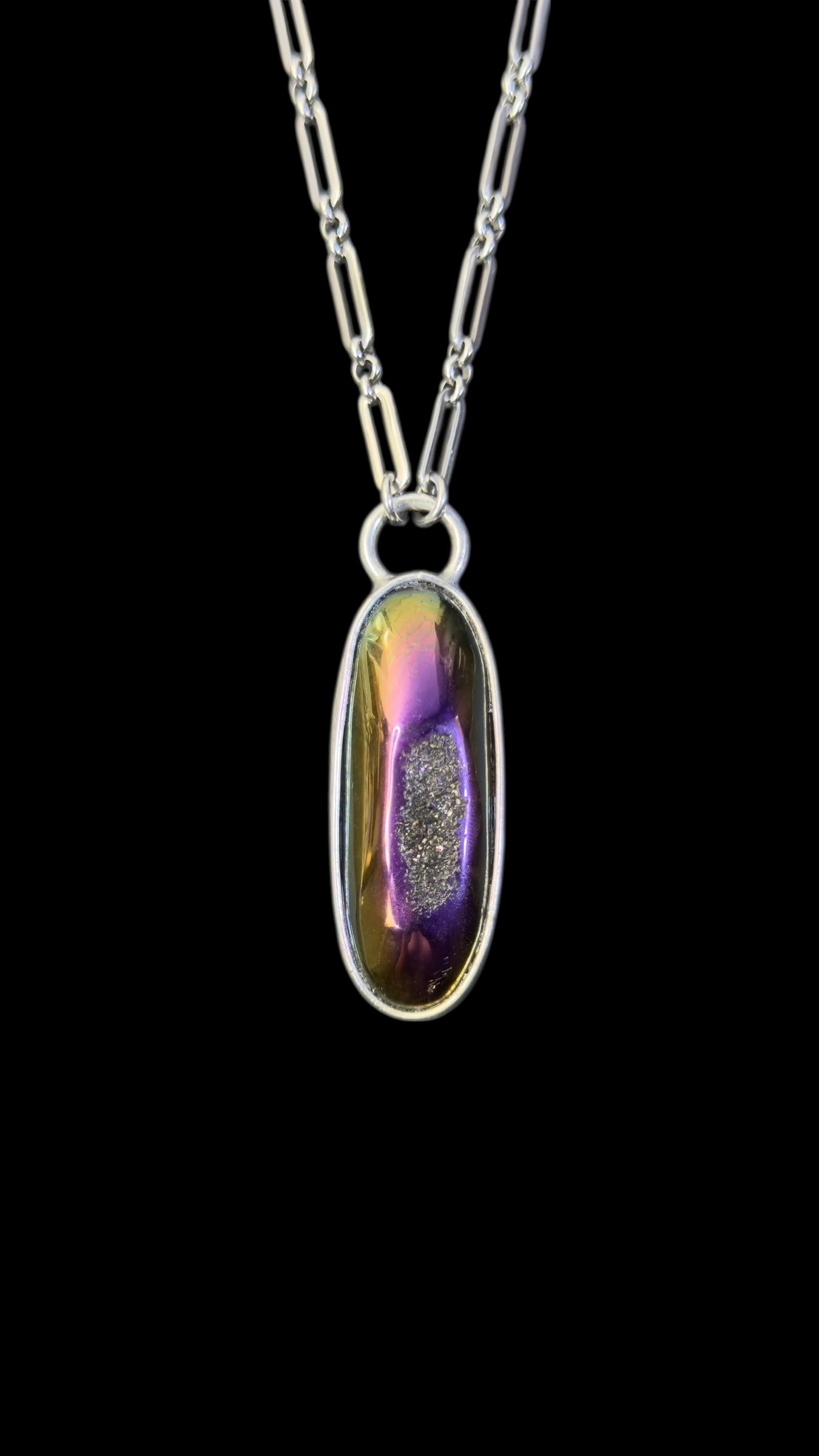 Umata | Rainbow Titanium Druzy Agate Necklace