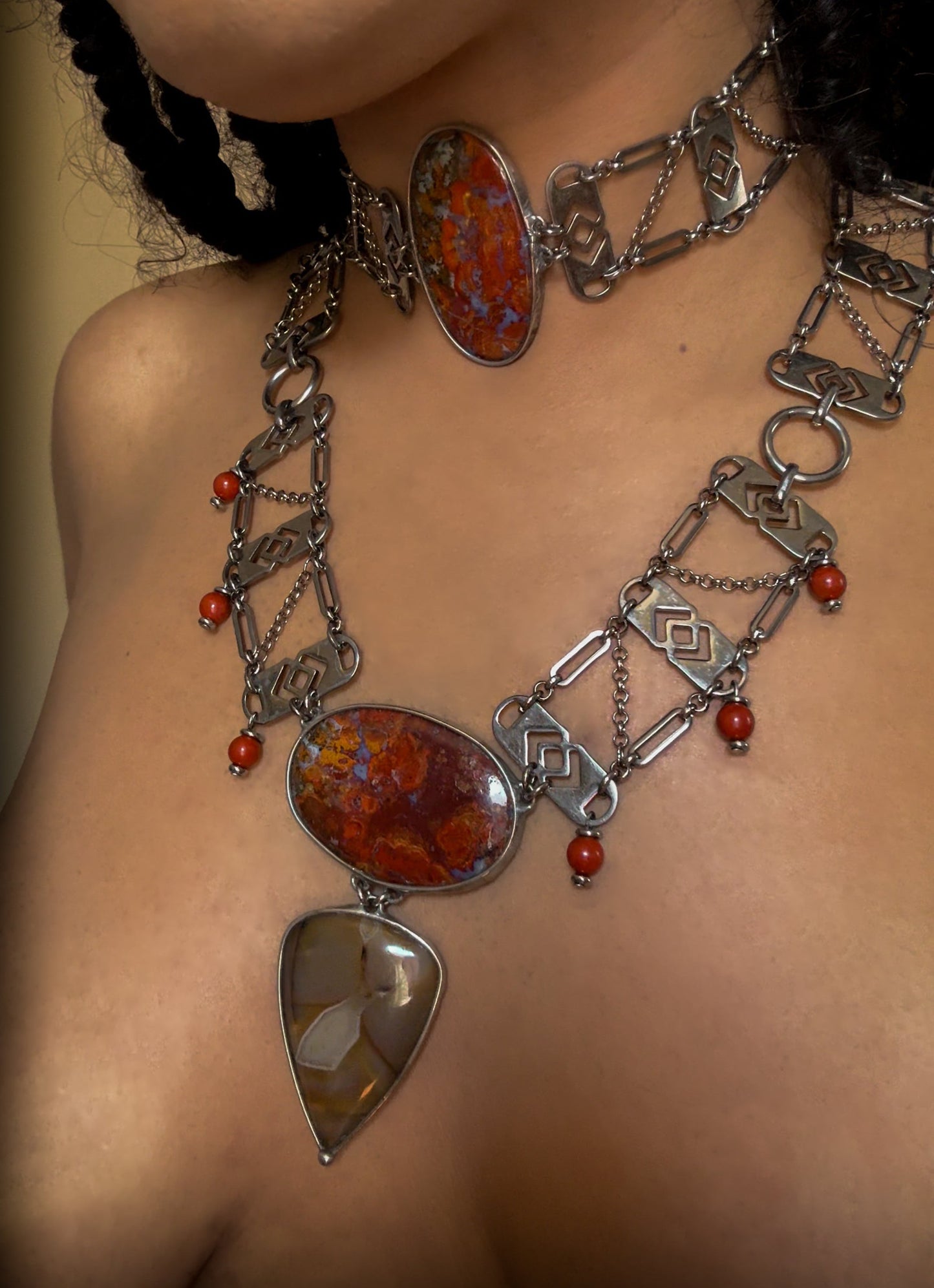 CYBELE | Hungarian Agate, Banded Agate & Red Jasper Necklace