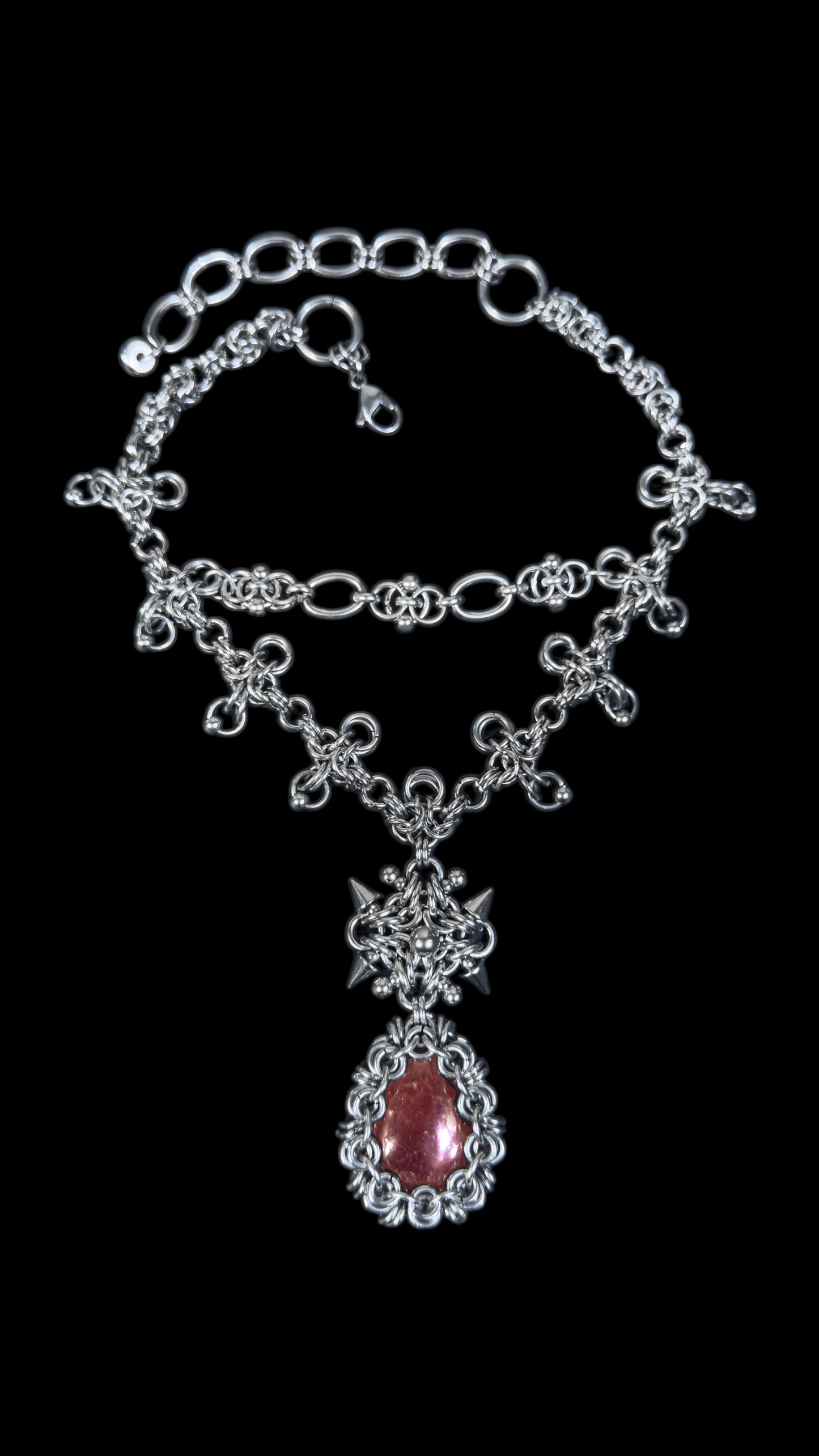 Chinnamasta | Cherry Quartz Chainmail Necklace