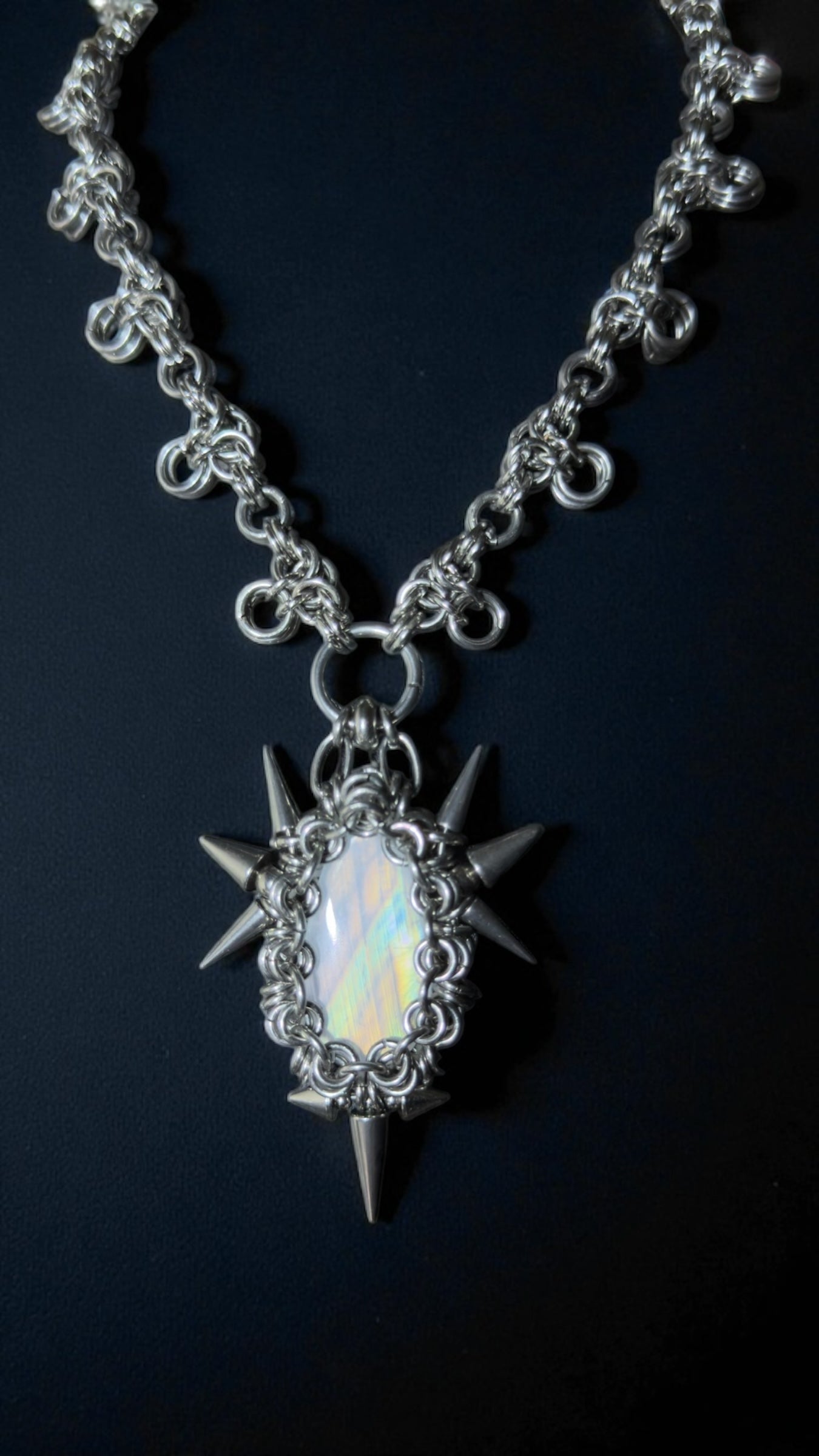 Varian | REVERSIBLE Rainbow Moonstone Chainmail Necklace