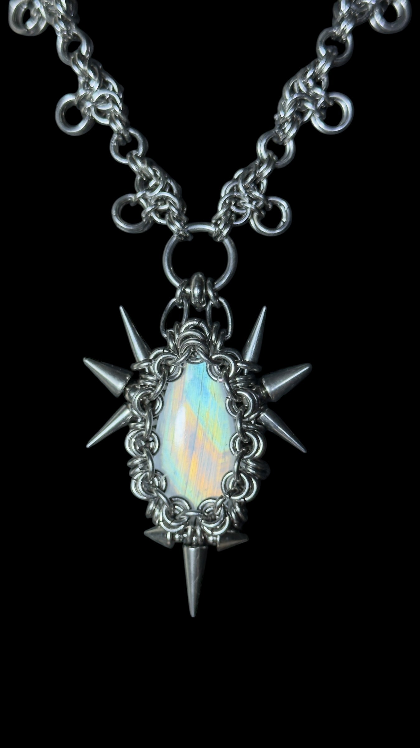 Varian | REVERSIBLE Rainbow Moonstone Chainmail Necklace
