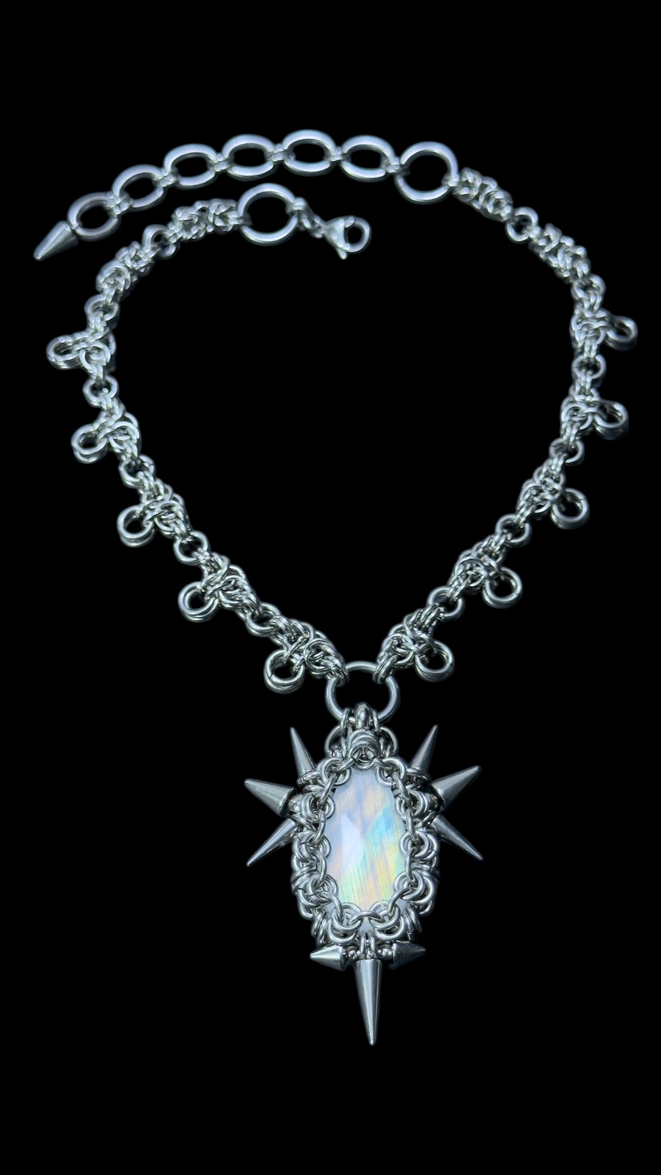 Varian | REVERSIBLE Rainbow Moonstone Chainmail Necklace