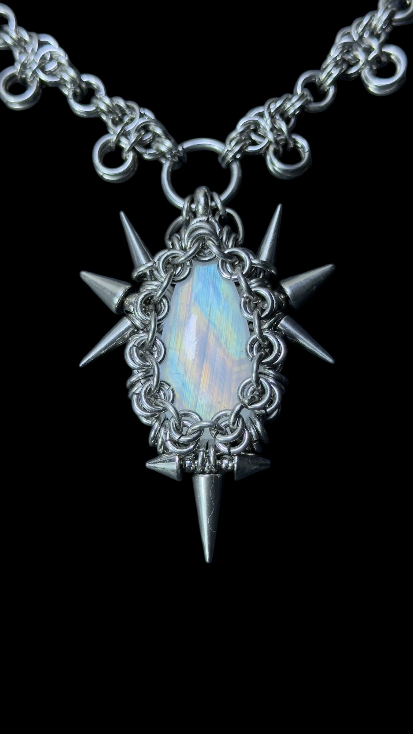 Varian | REVERSIBLE Rainbow Moonstone Chainmail Necklace
