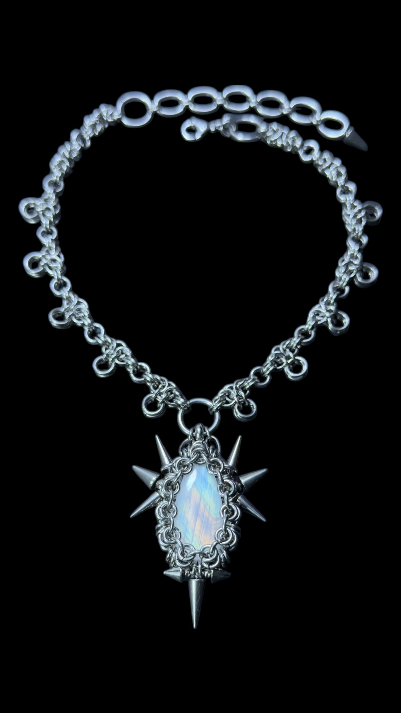 Varian | REVERSIBLE Rainbow Moonstone Chainmail Necklace