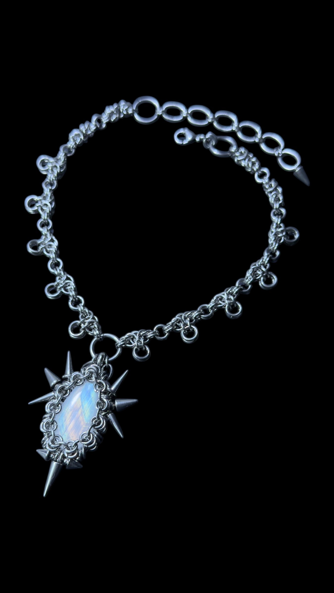 Varian | REVERSIBLE Rainbow Moonstone Chainmail Necklace