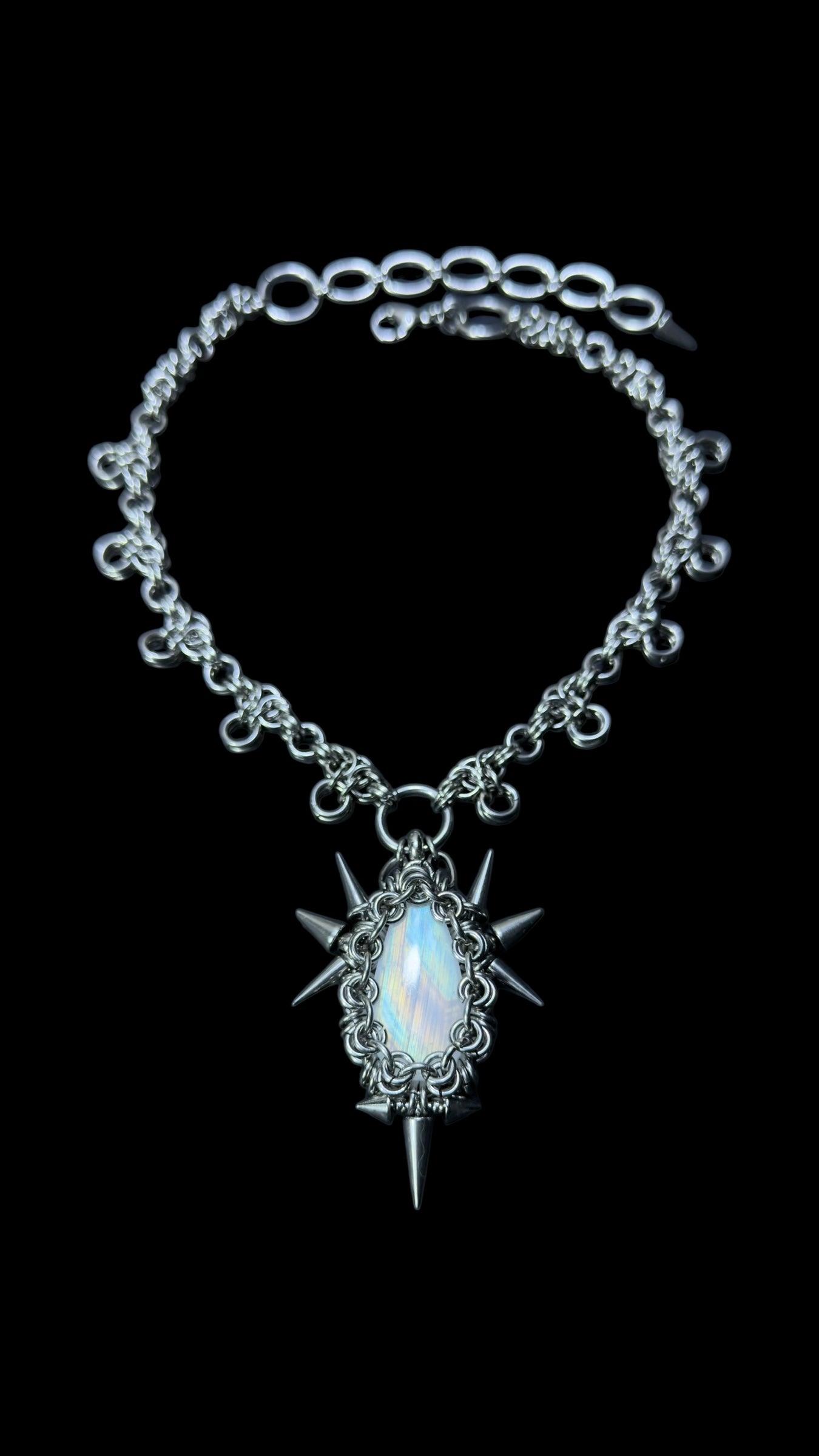 Varian | REVERSIBLE Rainbow Moonstone Chainmail Necklace