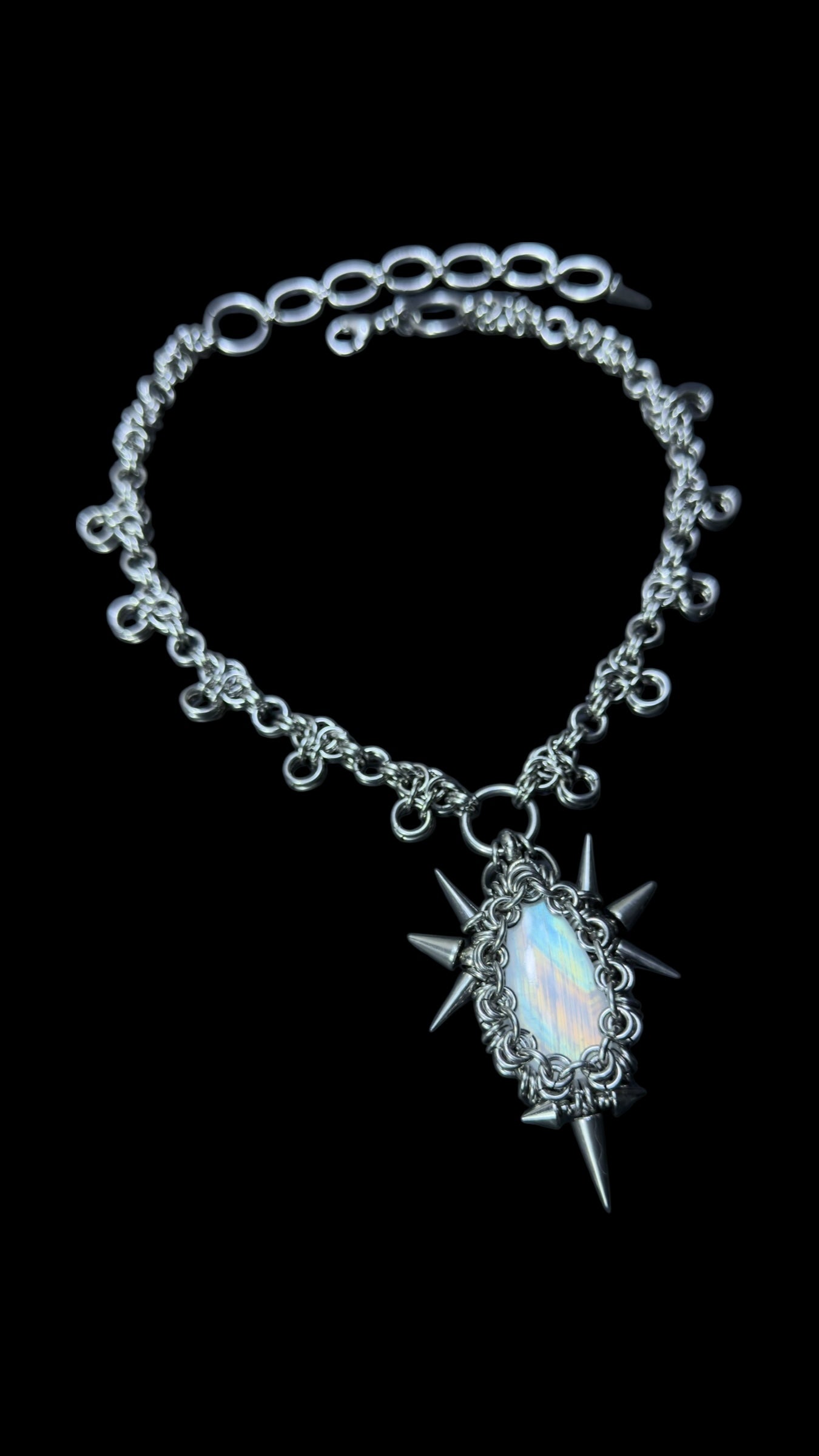 Varian | REVERSIBLE Rainbow Moonstone Chainmail Necklace