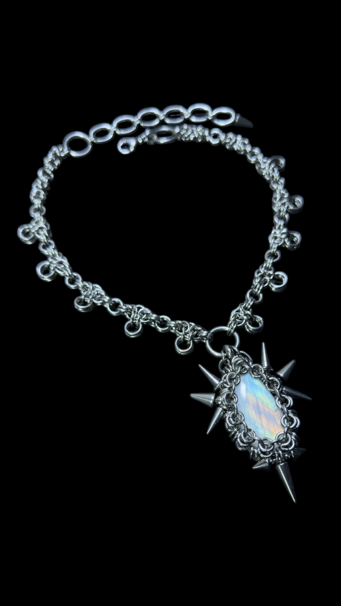 Varian | REVERSIBLE Rainbow Moonstone Chainmail Necklace
