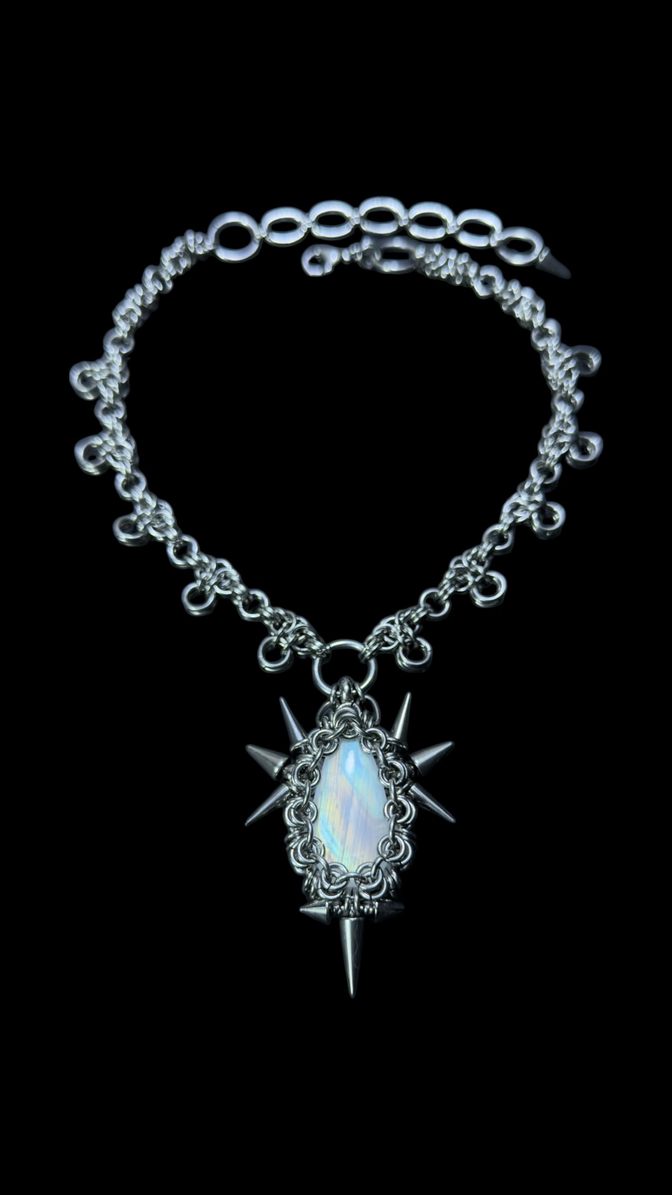 Varian | REVERSIBLE Rainbow Moonstone Chainmail Necklace