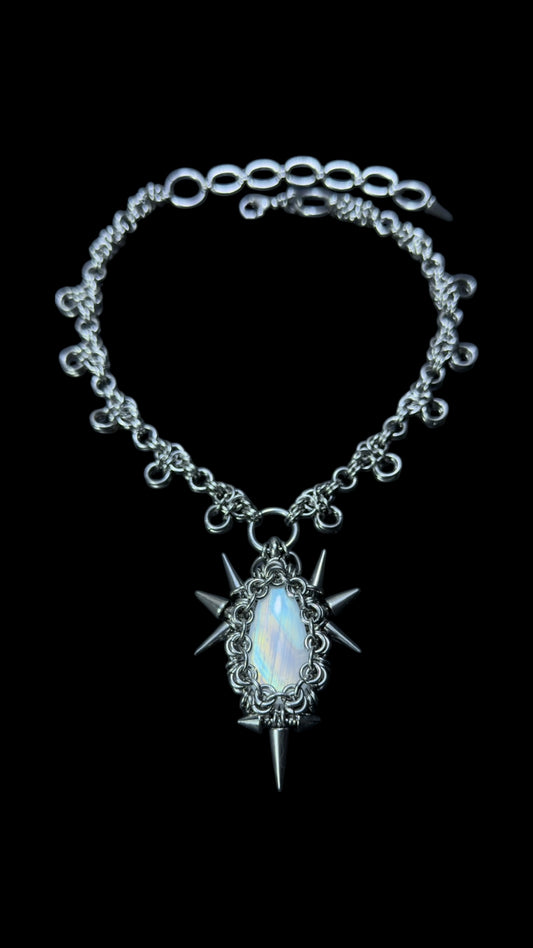 Varian | REVERSIBLE Rainbow Moonstone Chainmail Necklace