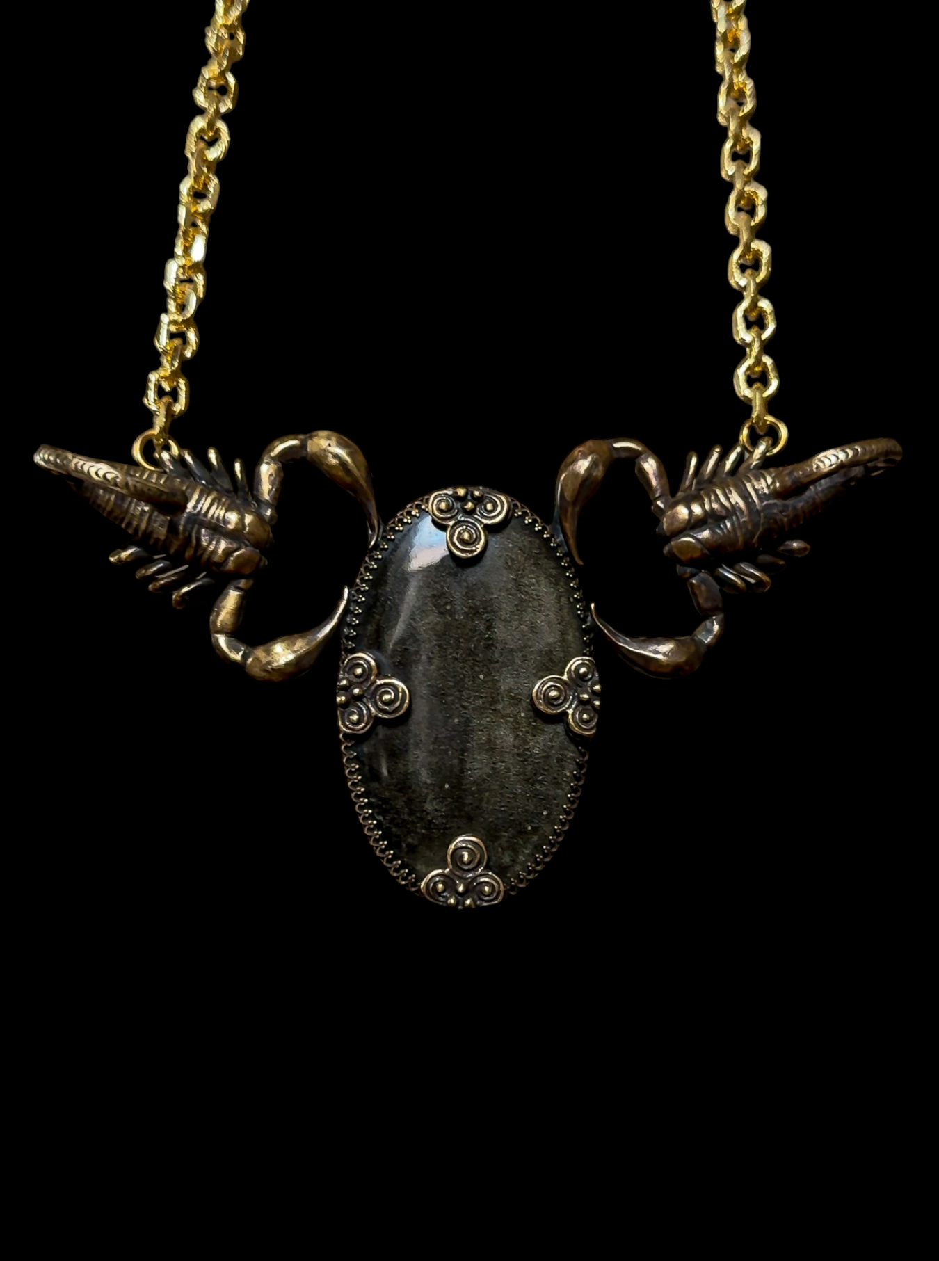 VESSEL OF SERQET | Gold Sheen Obsidian Necklace